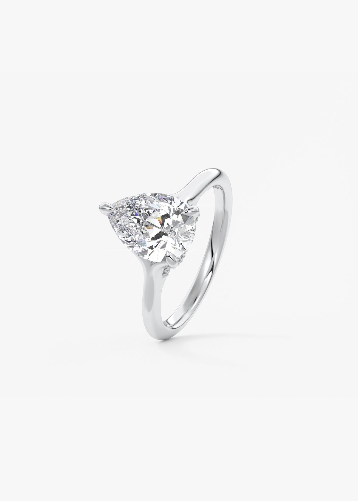 Pear Hidden Halo Lab Grown Diamond Engagement Ring