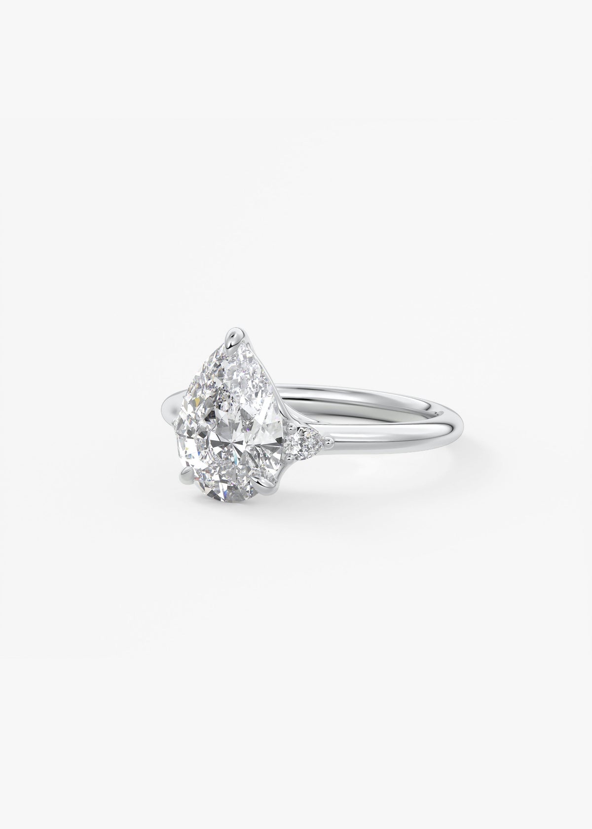 Pear Three Stone Lab Grown Diamond Engagement Ring
