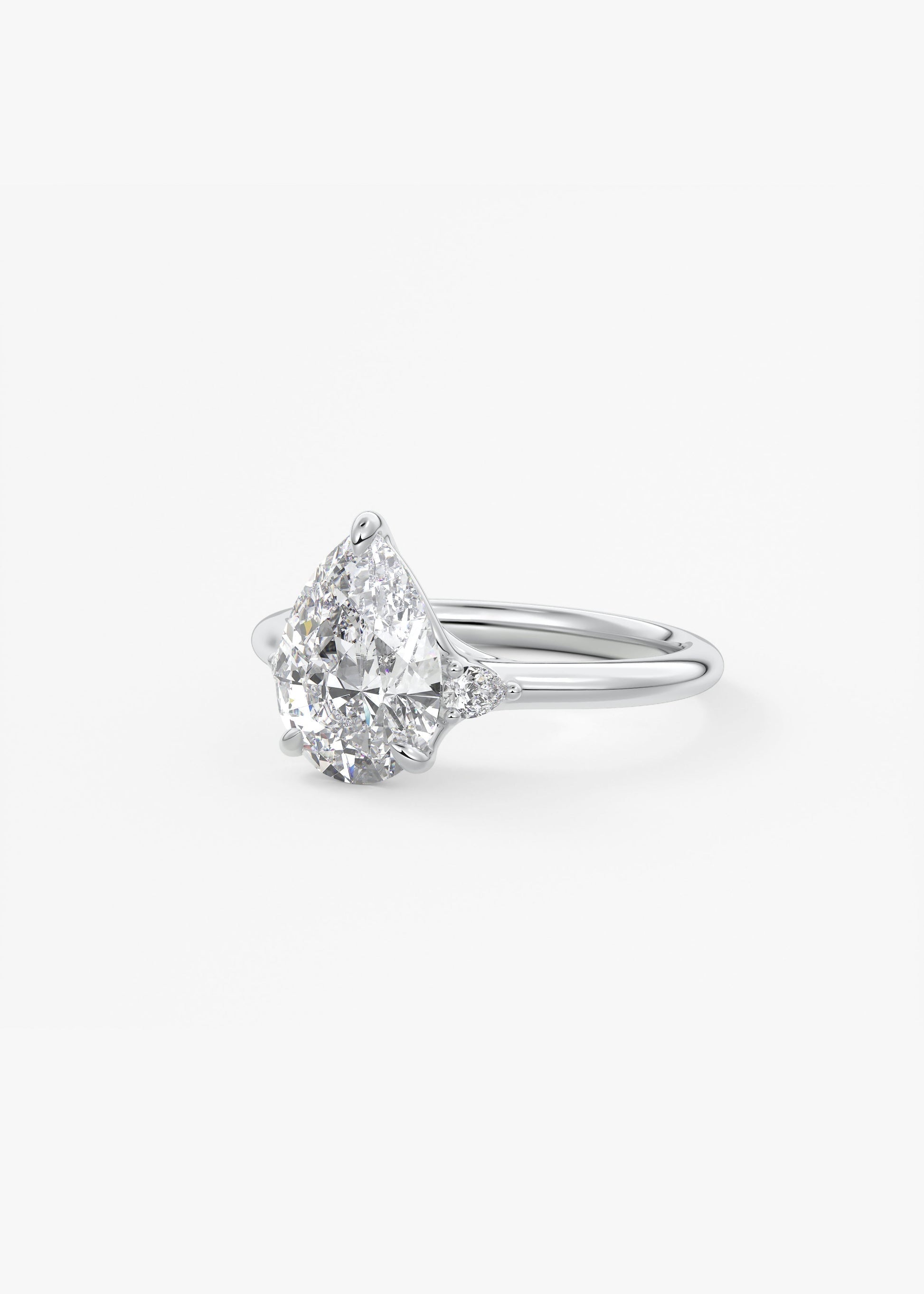 Pear Three Stone Lab Grown Diamond Engagement Ring