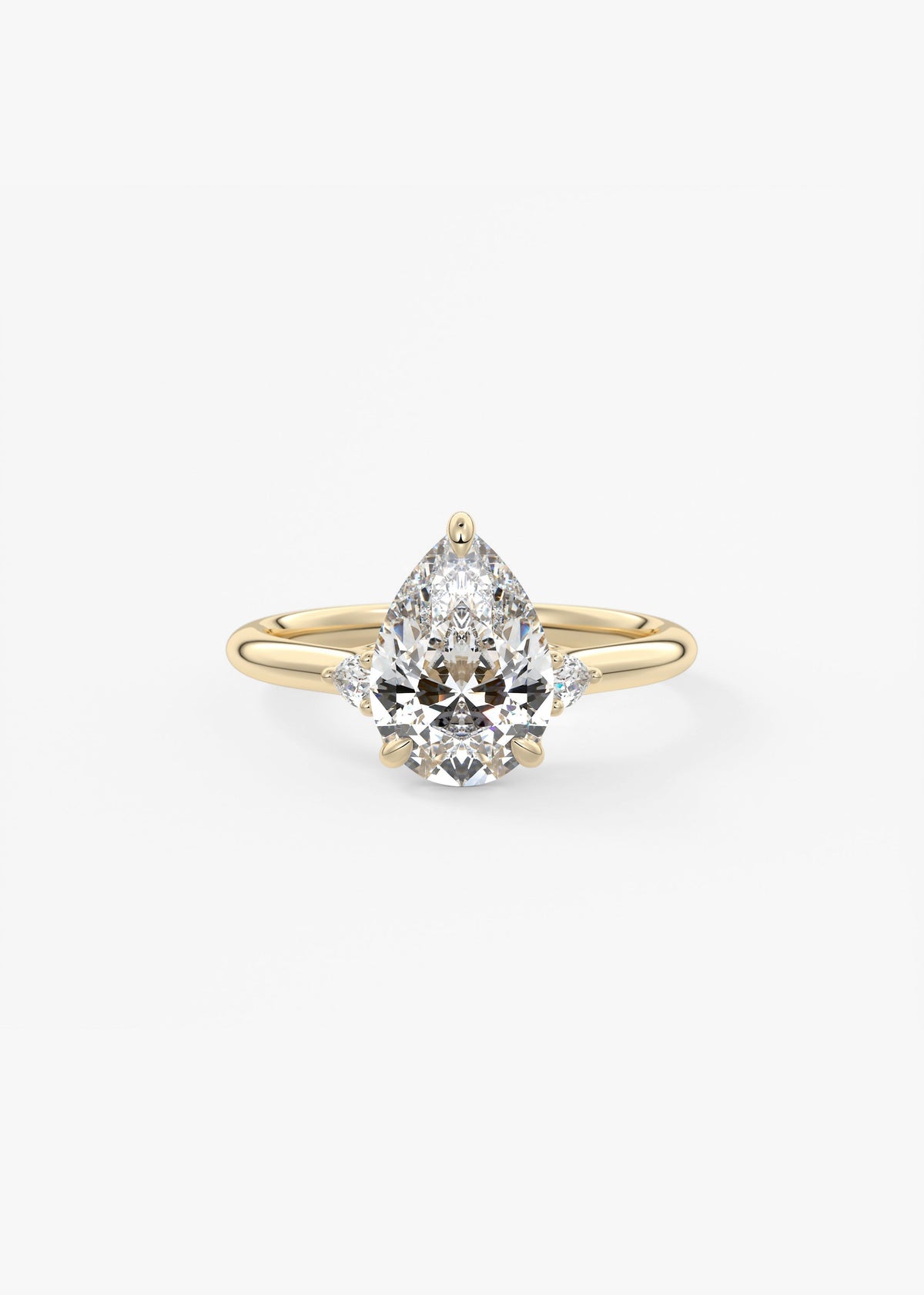 Pear Three Stone Lab Grown Diamond Engagement Ring