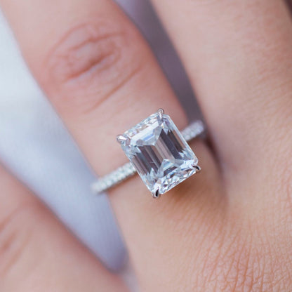 3.25 CT Emerald Pave Lab Grown Diamond Engagement Ring