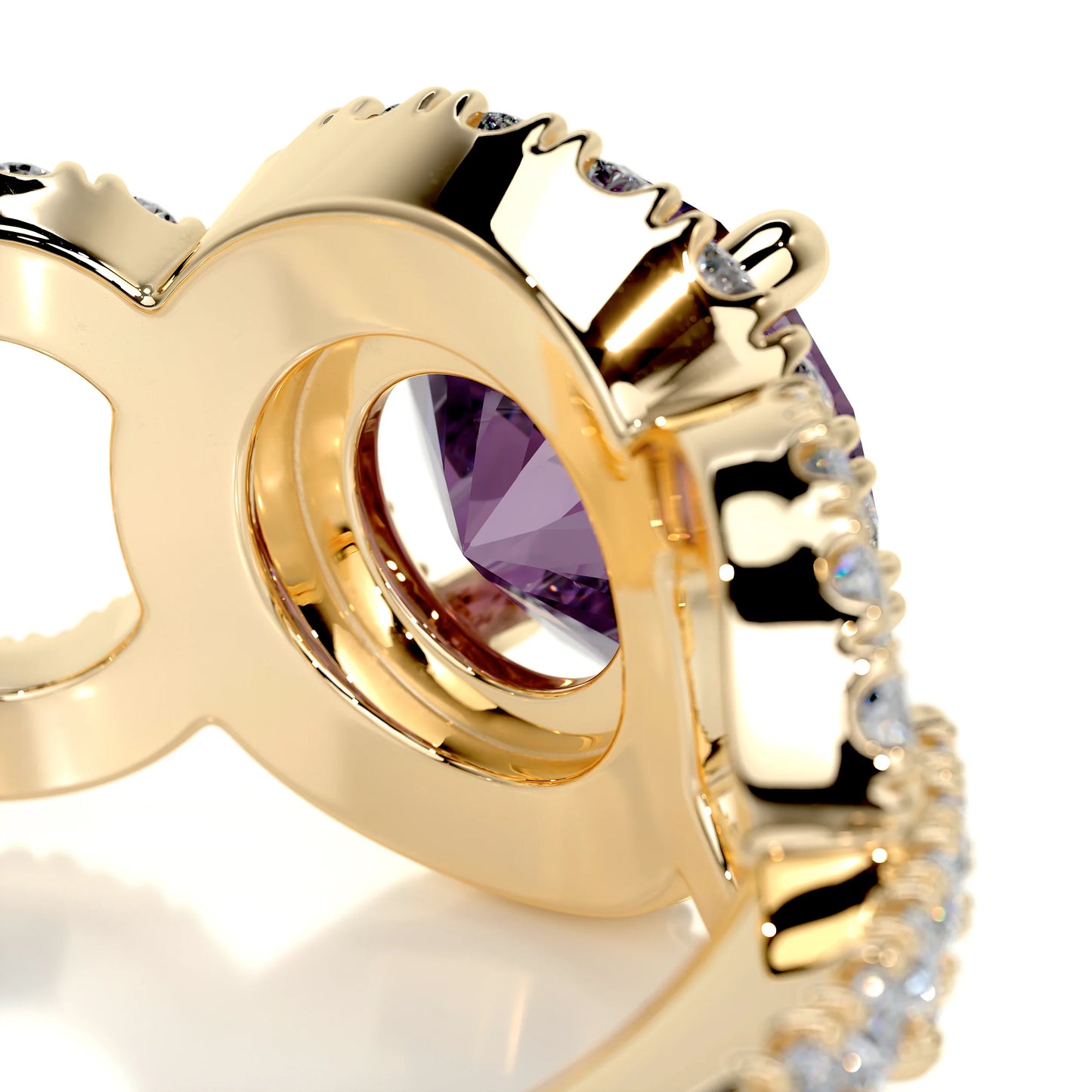 1 CT Round Halo & Pave Lab-Grown Tourmaline Gemstone Engagement Ring