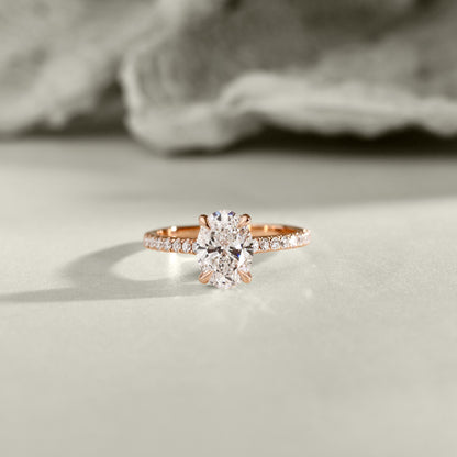 2.50 CT Oval Pave Lab Grown Diamond Engagement Ring