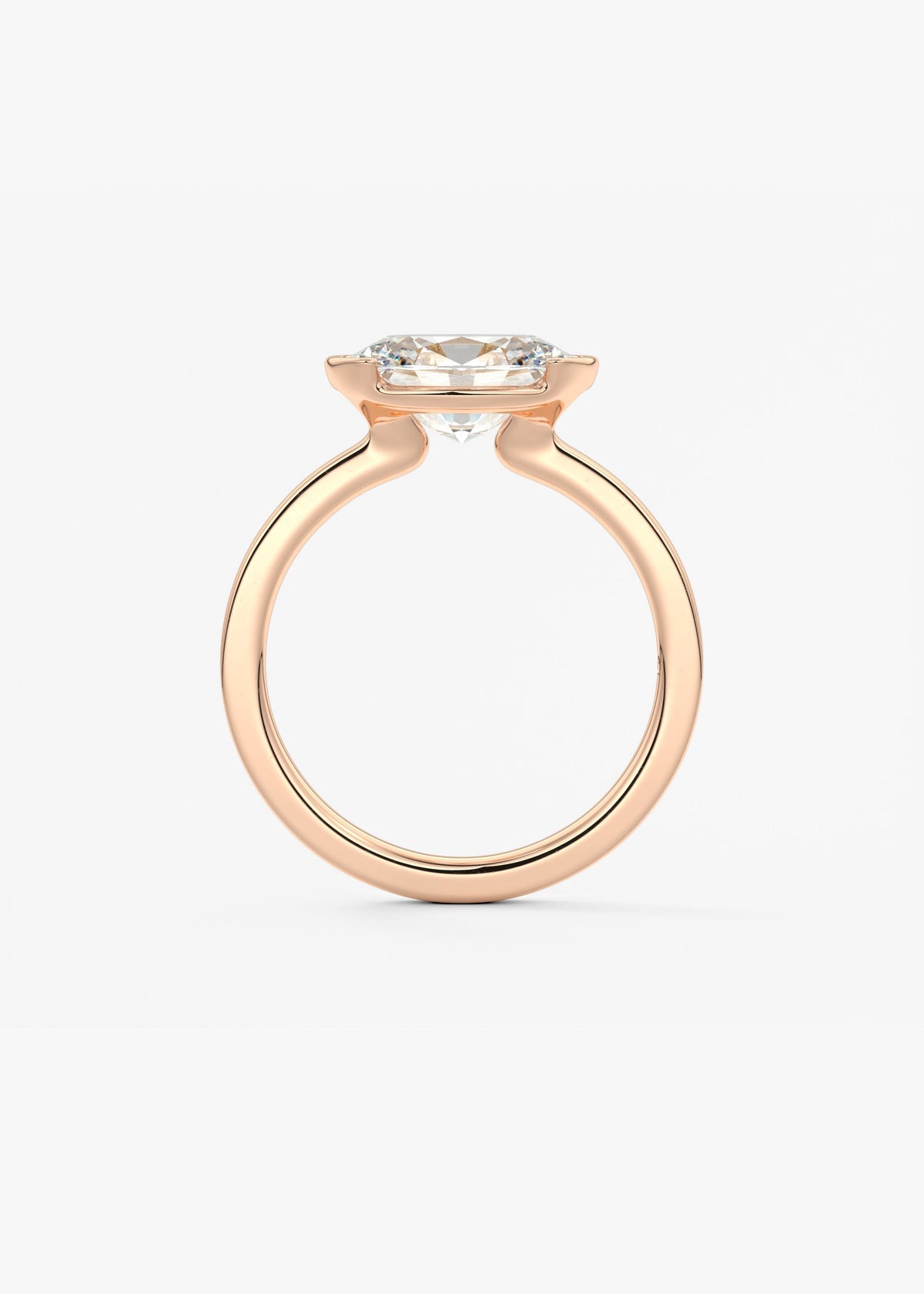 Oval East West Half Bezel Lab Grown Diamond Engagement Ring