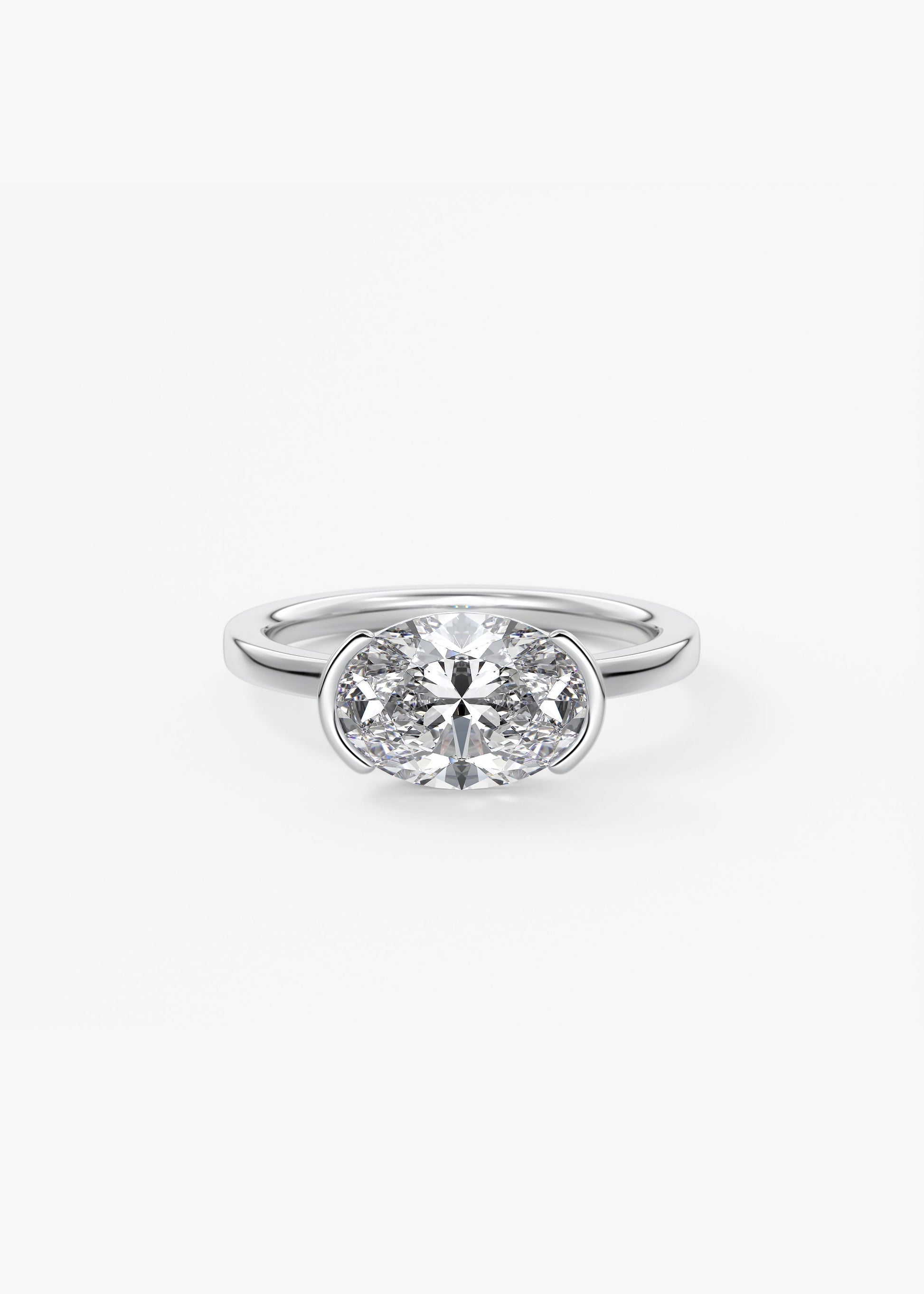 Oval East West Half Bezel Lab Grown Diamond Engagement Ring