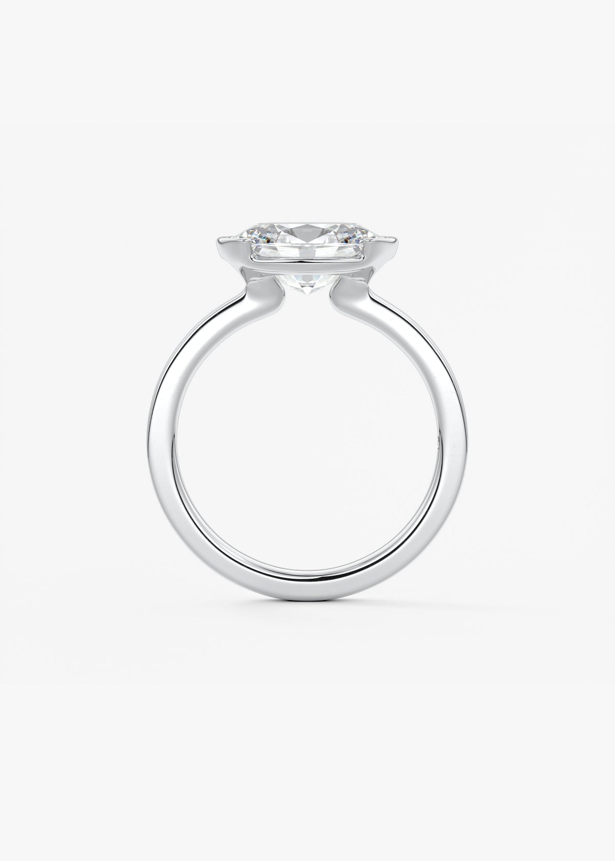 Oval East West Half Bezel Lab Grown Diamond Engagement Ring