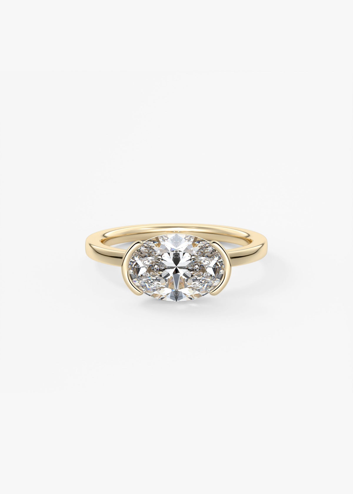 Oval East West Half Bezel Lab Grown Diamond Engagement Ring