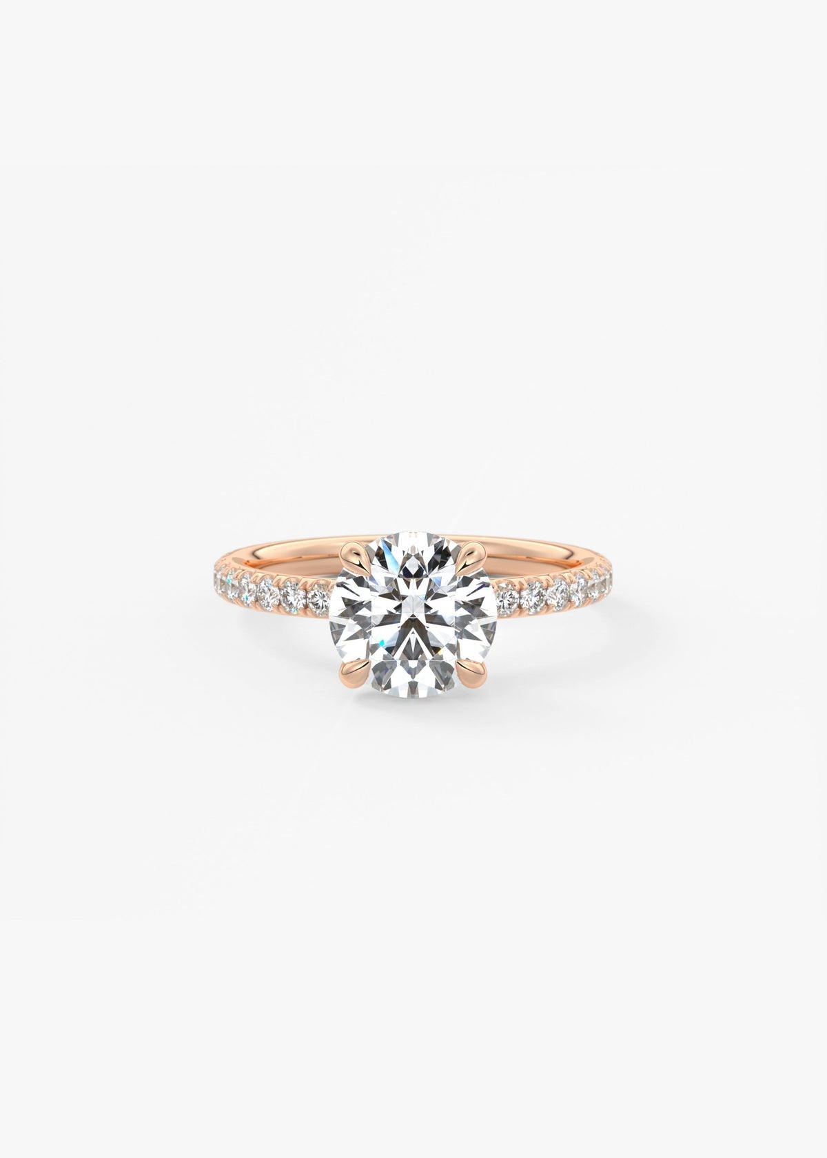 Round Pave Lab Grown Diamond Engagement Ring