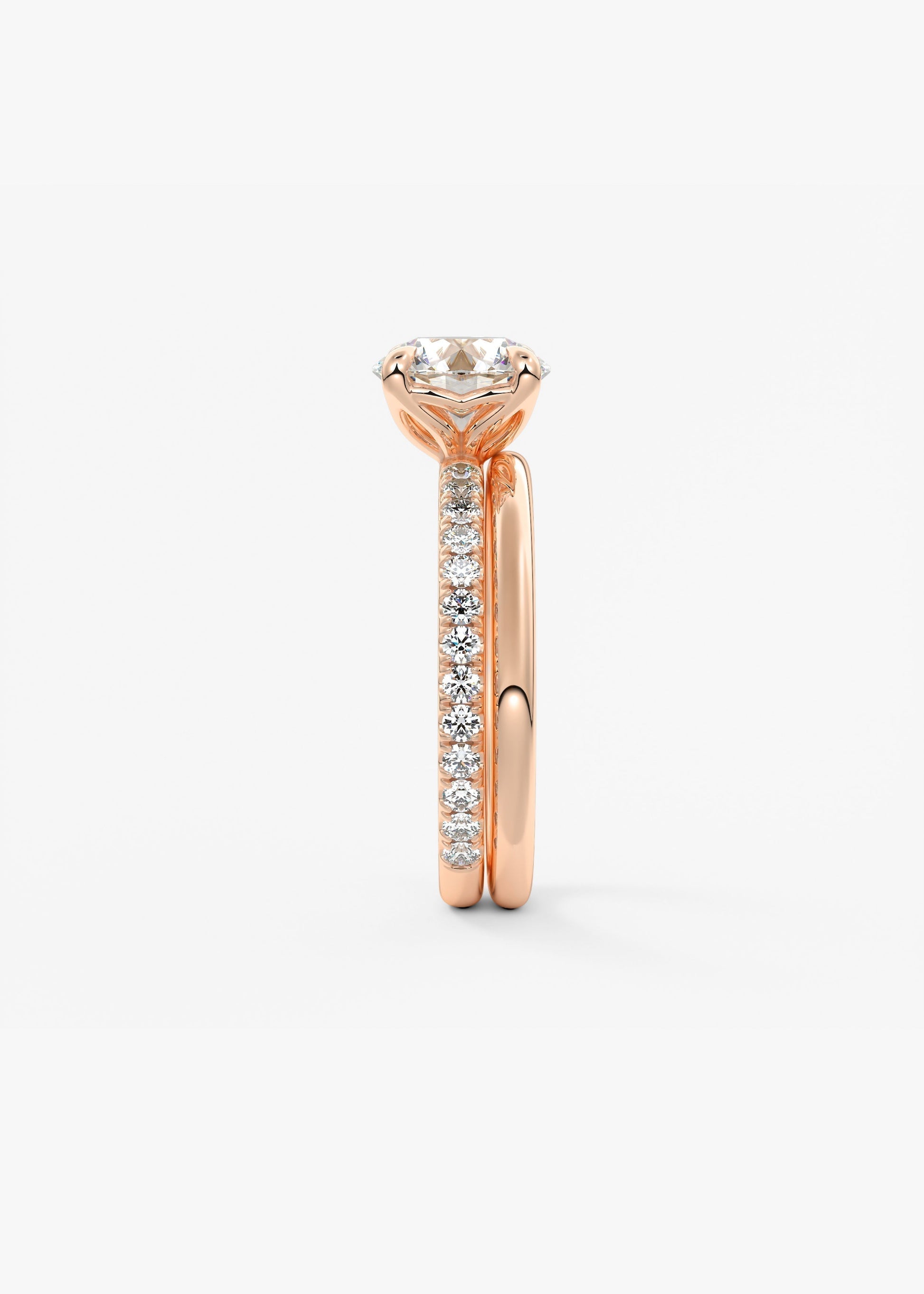 Round Pave Lab Grown Diamond Engagement Ring