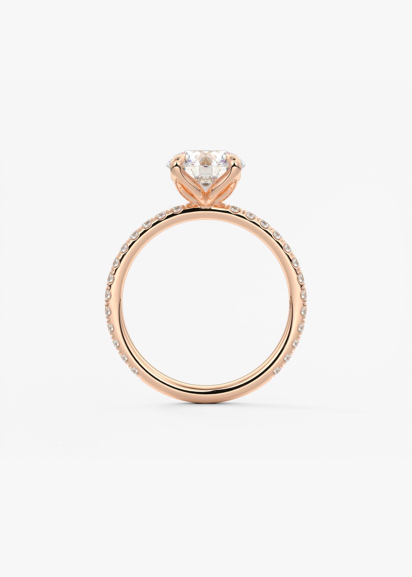 Round Pave Lab Grown Diamond Engagement Ring
