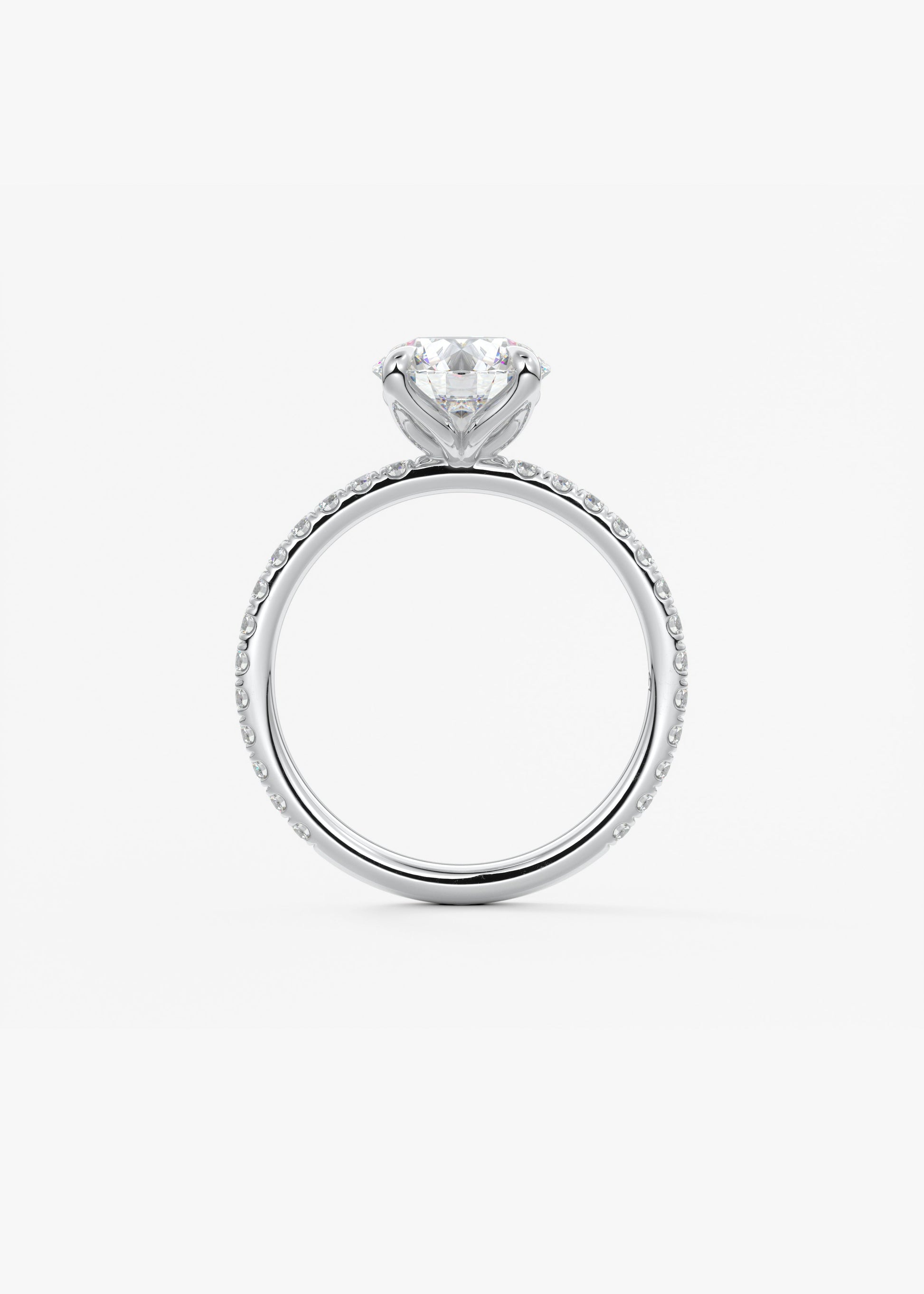 Round Pave Lab Grown Diamond Engagement Ring