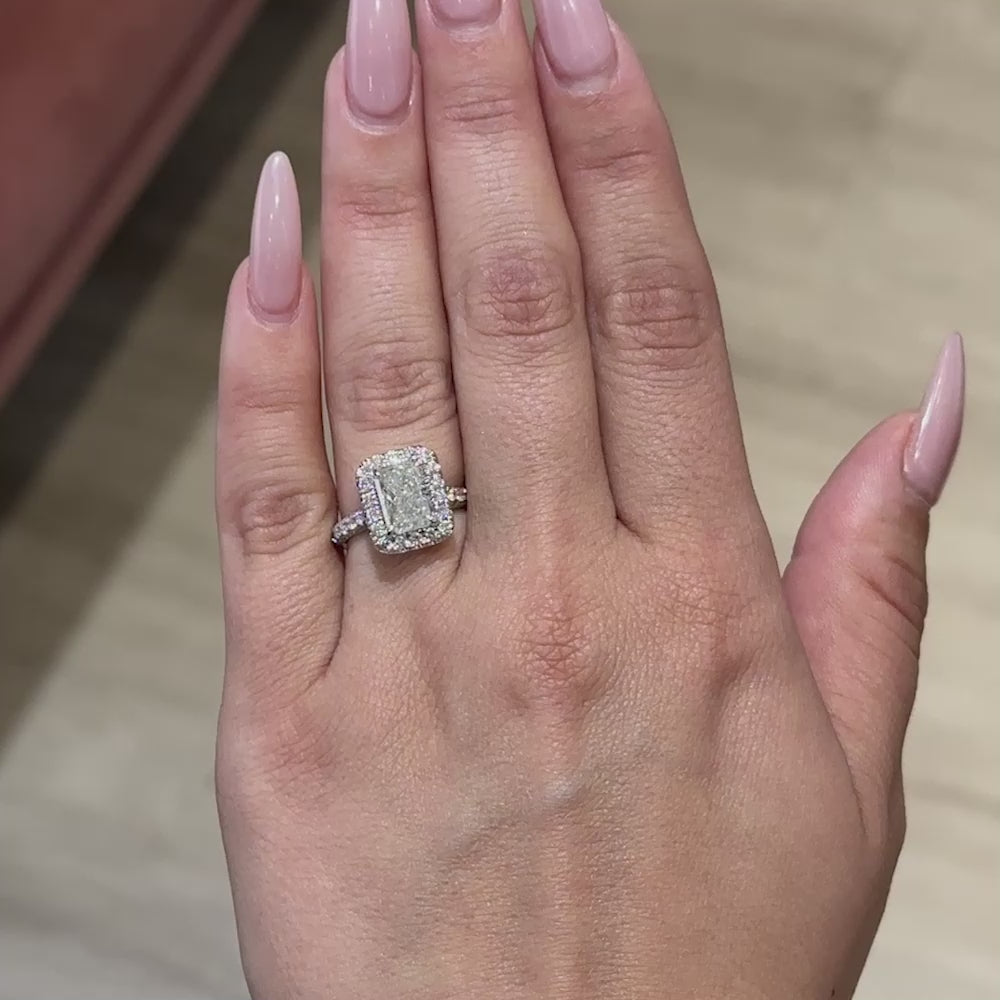 2.05 CT Radiant Halo & Pave Lab Grown Diamond Engagement Ring