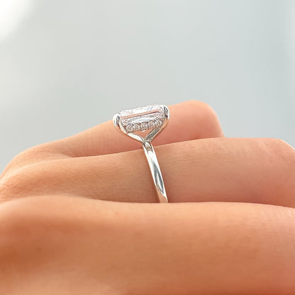 3 CT Radiant Hidden Halo Moissanite Engagement Ring