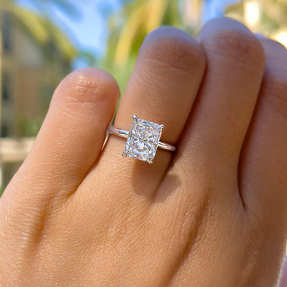 3 CT Radiant Hudden Halo Lab Grown Diamond Engagement Ring