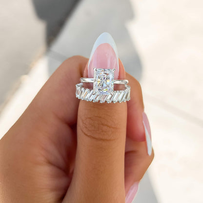 3 CT Radiant Hidden Halo Moissanite Engagement Ring