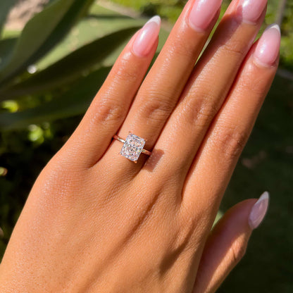 3 CT Radiant Hidden Halo Lab Grown Diamond Engagement Ring