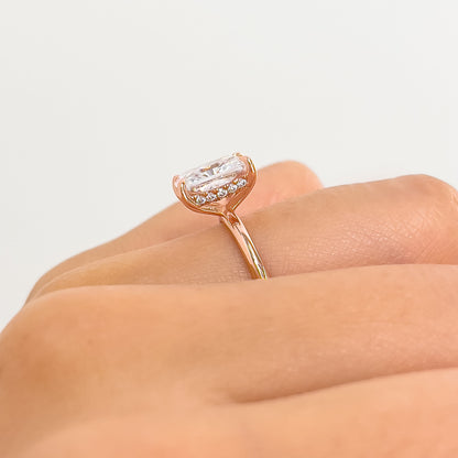 3 CT Radiant Hidden Halo Lab Grown Diamond Engagement Ring
