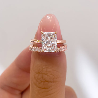 3 CT Radiant Hidden Halo Lab Grown Diamond Engagement Ring