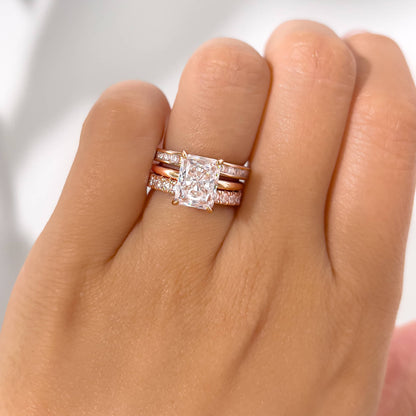 3 CT Radiant Hidden Halo Moissanite Engagement Ring