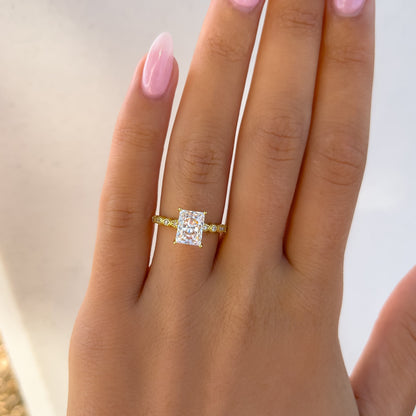 1.5 CT Radiant Pave Lab Grown Diamond Engagement Ring