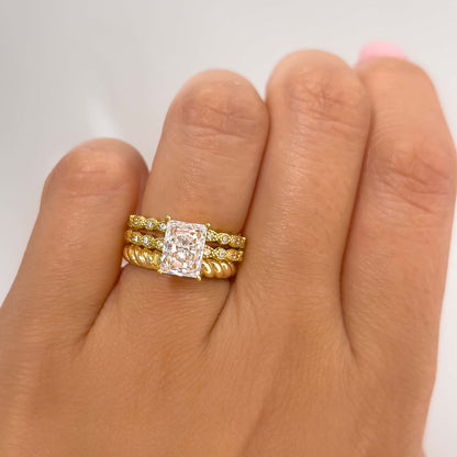 1.5 CT Radiant Pave Lab Grown Diamond Engagement Ring
