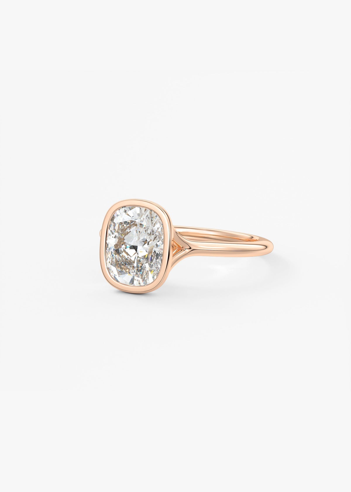Elongated Cushion Bezel Lab Grown Diamond Engagement Ring