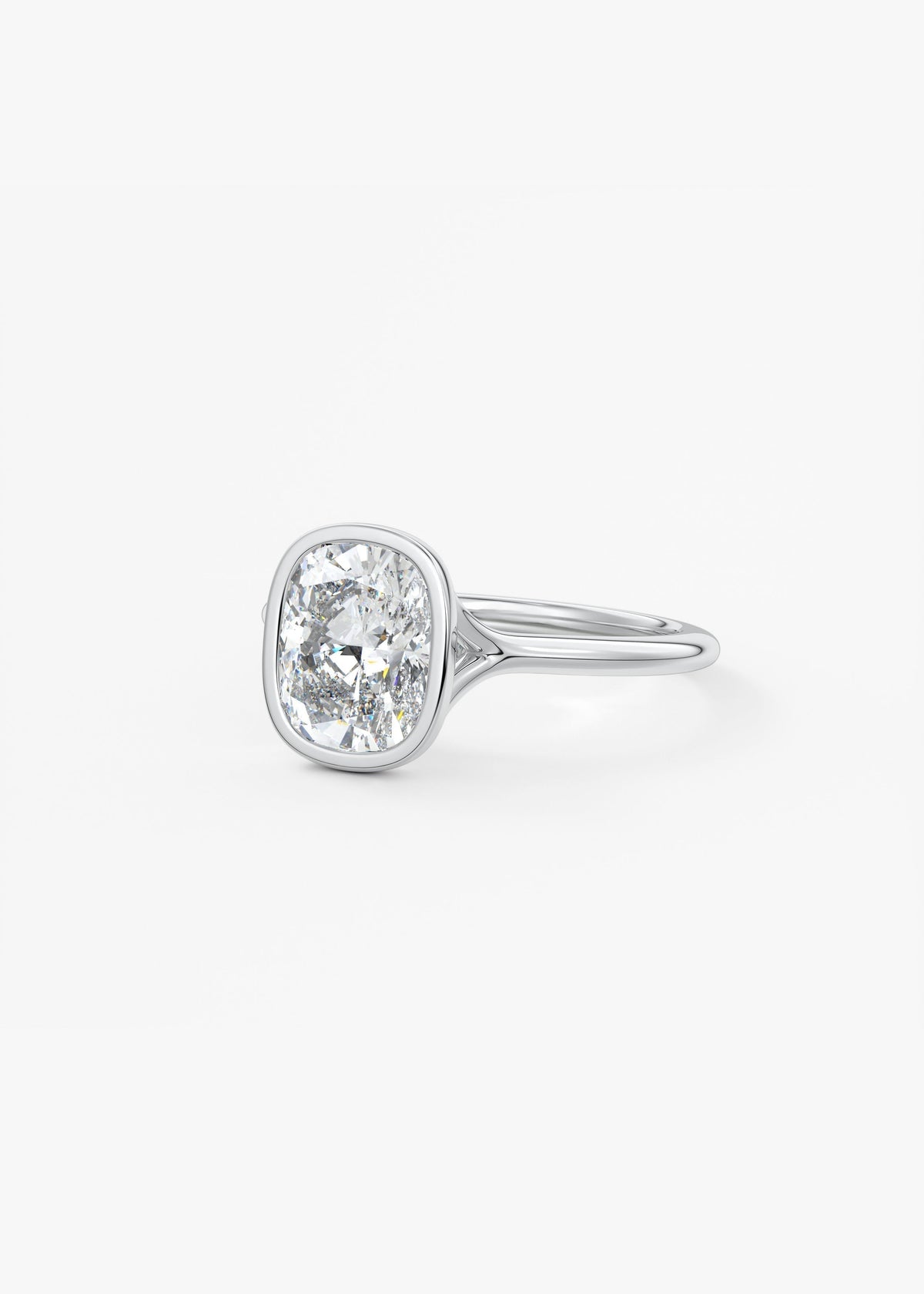 Elongated Cushion Bezel Lab Grown Diamond Engagement Ring
