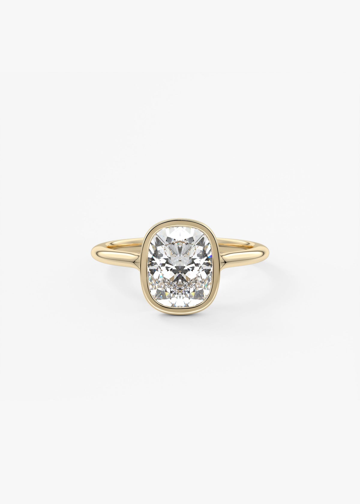 Elongated Cushion Bezel Lab Grown Diamond Engagement Ring