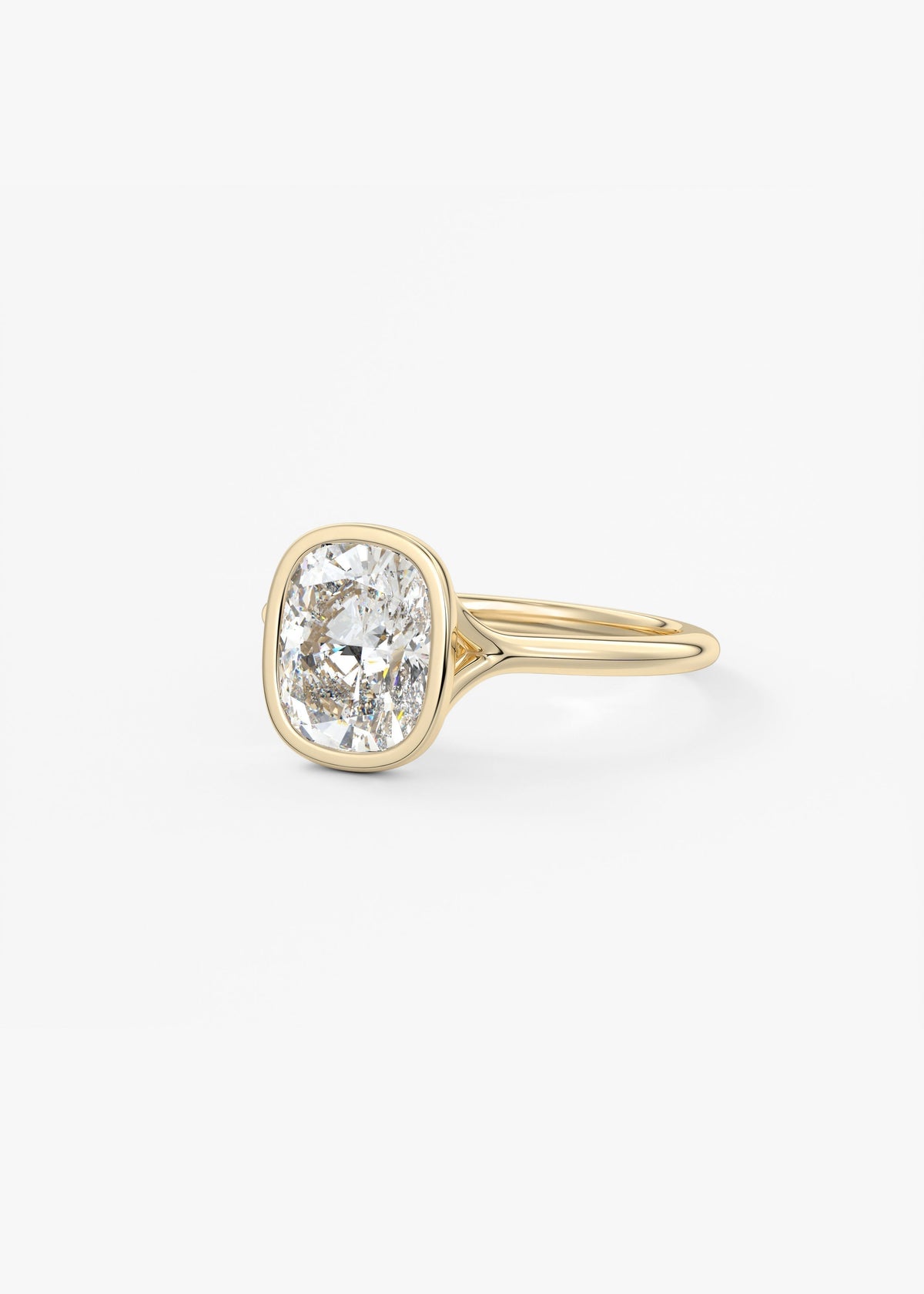 Elongated Cushion Bezel Lab Grown Diamond Engagement Ring