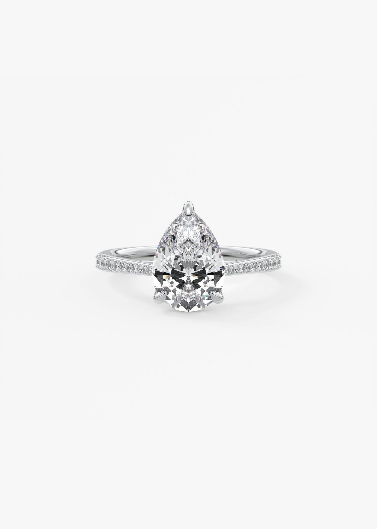 Pear Pave Cathedral Lab Grown Diamond Engagement Ring