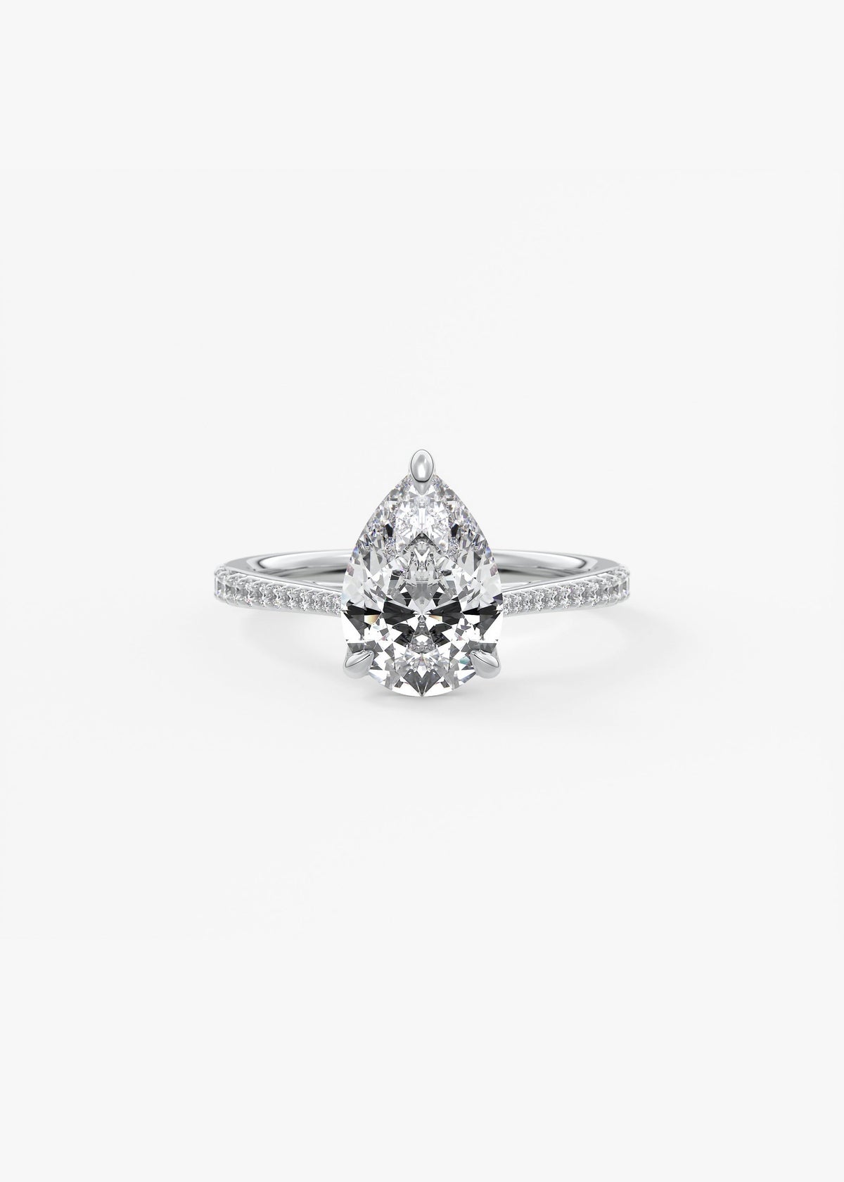 Pear Pave Cathedral Lab Grown Diamond Engagement Ring
