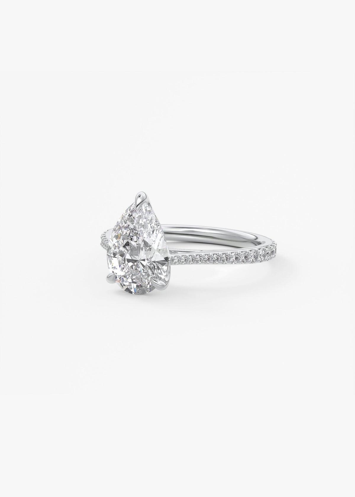 Pear Pave Cathedral Lab Grown Diamond Engagement Ring