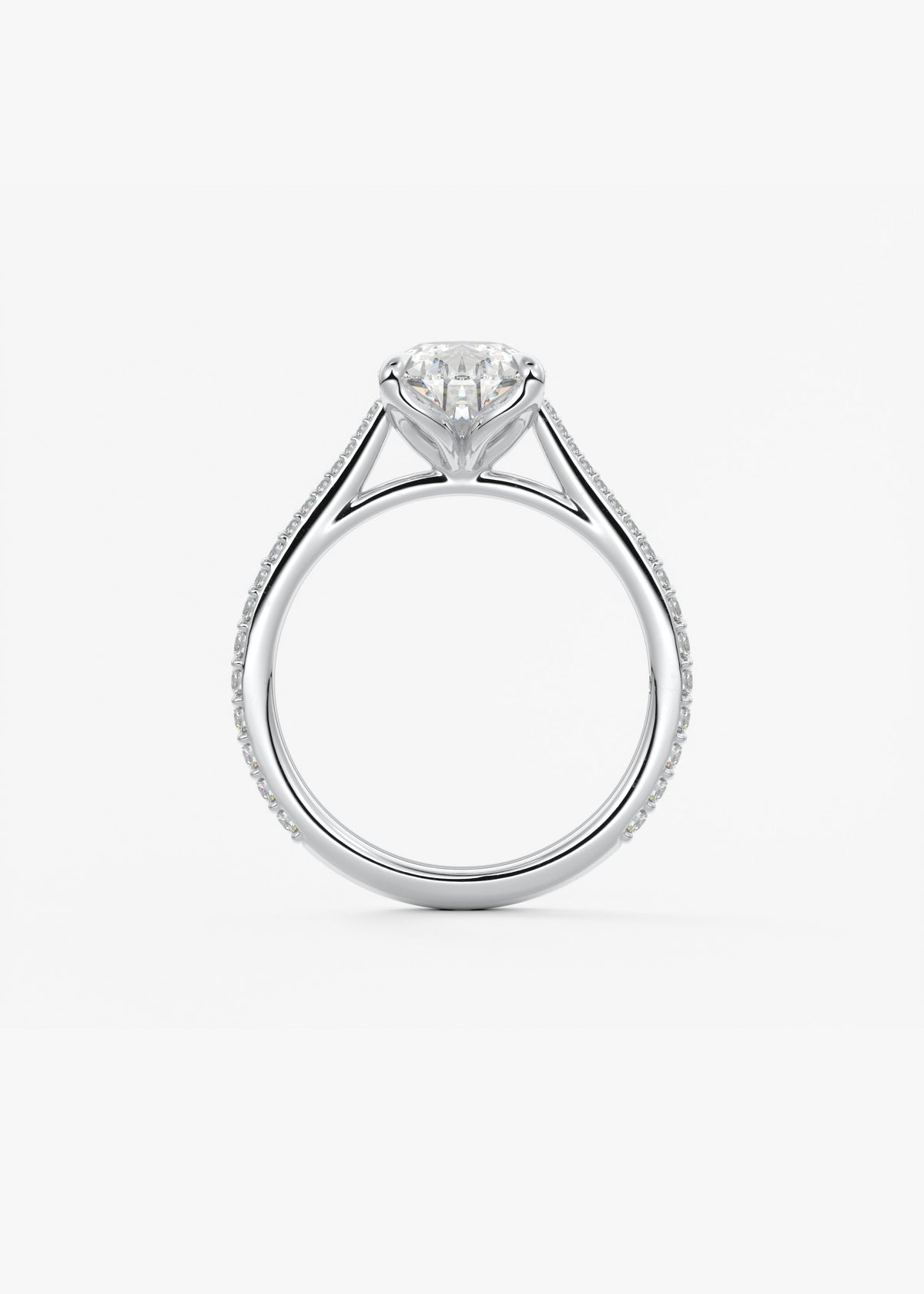 Pear Pave Cathedral Lab Grown Diamond Engagement Ring