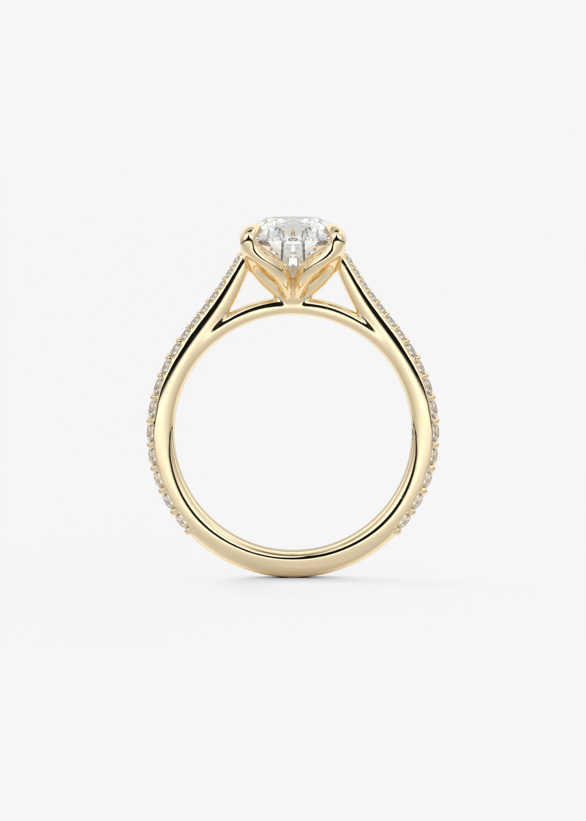 Pear Pave Cathedral Lab Grown Diamond Engagement Ring