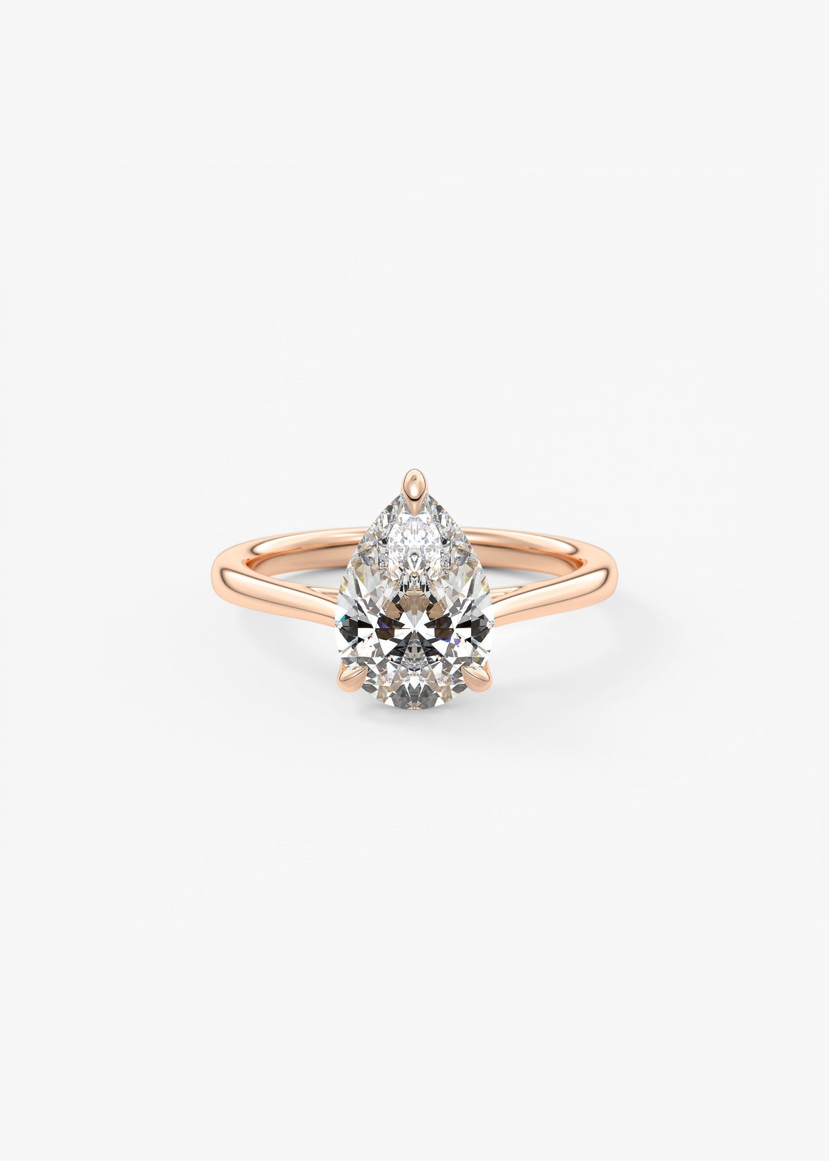 Pear Solitaire Cathedral Lab Grown Diamond Engagement Ring