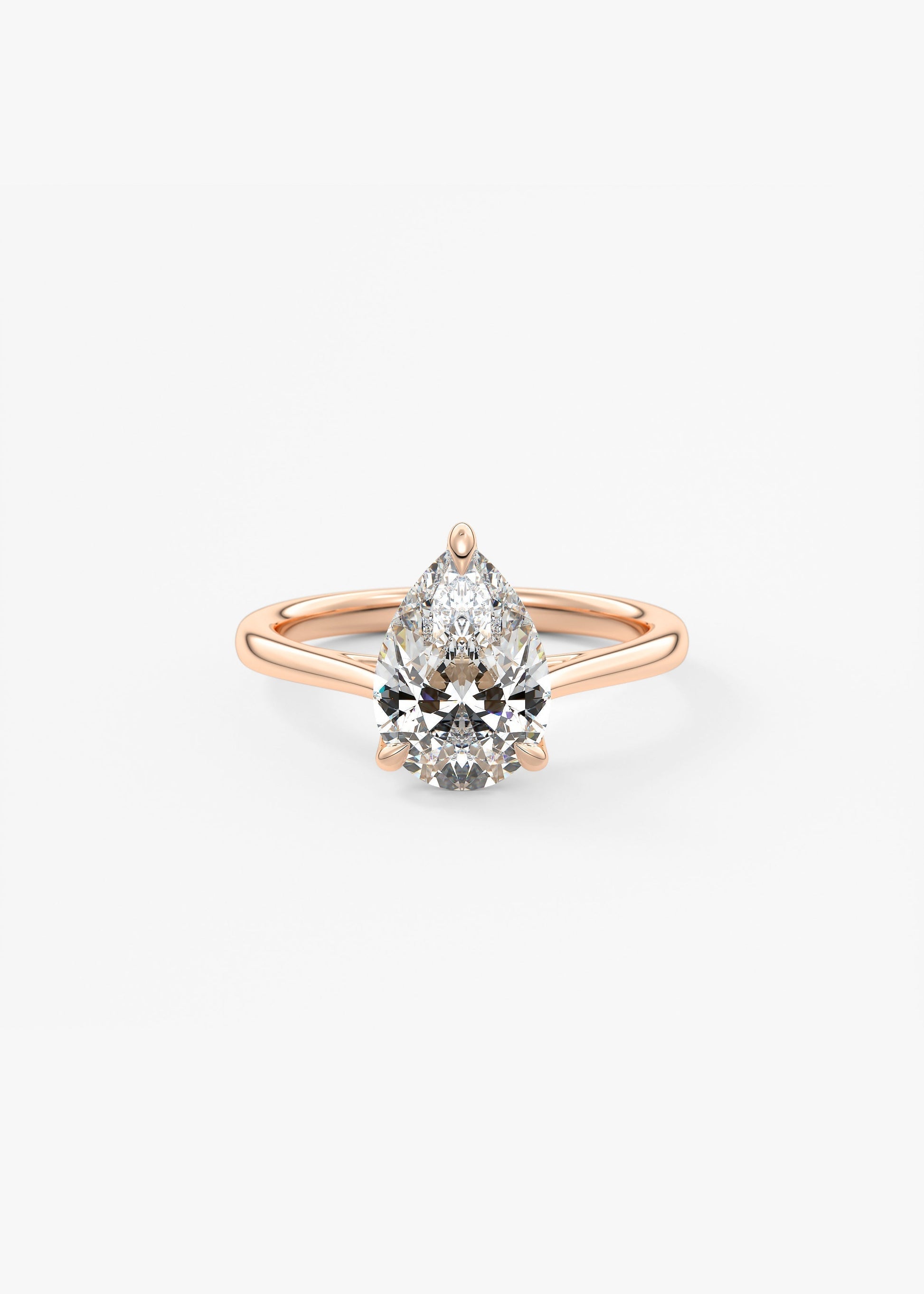 Pear Solitaire Cathedral Lab Grown Diamond Engagement Ring