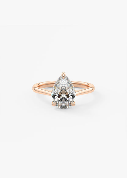 Pear Solitaire Cathedral Lab Grown Diamond Engagement Ring