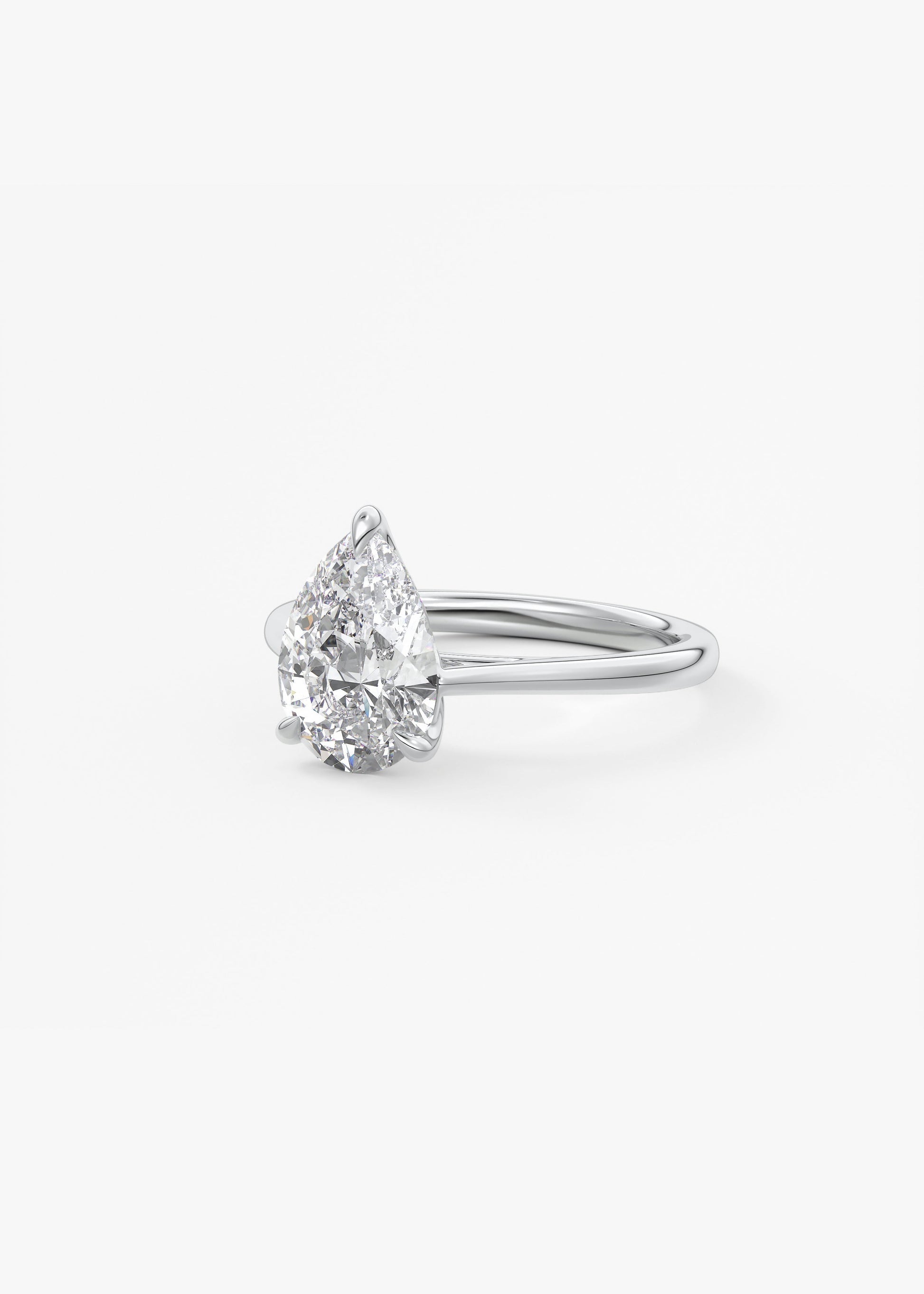 Pear Solitaire Cathedral Lab Grown Diamond Engagement Ring