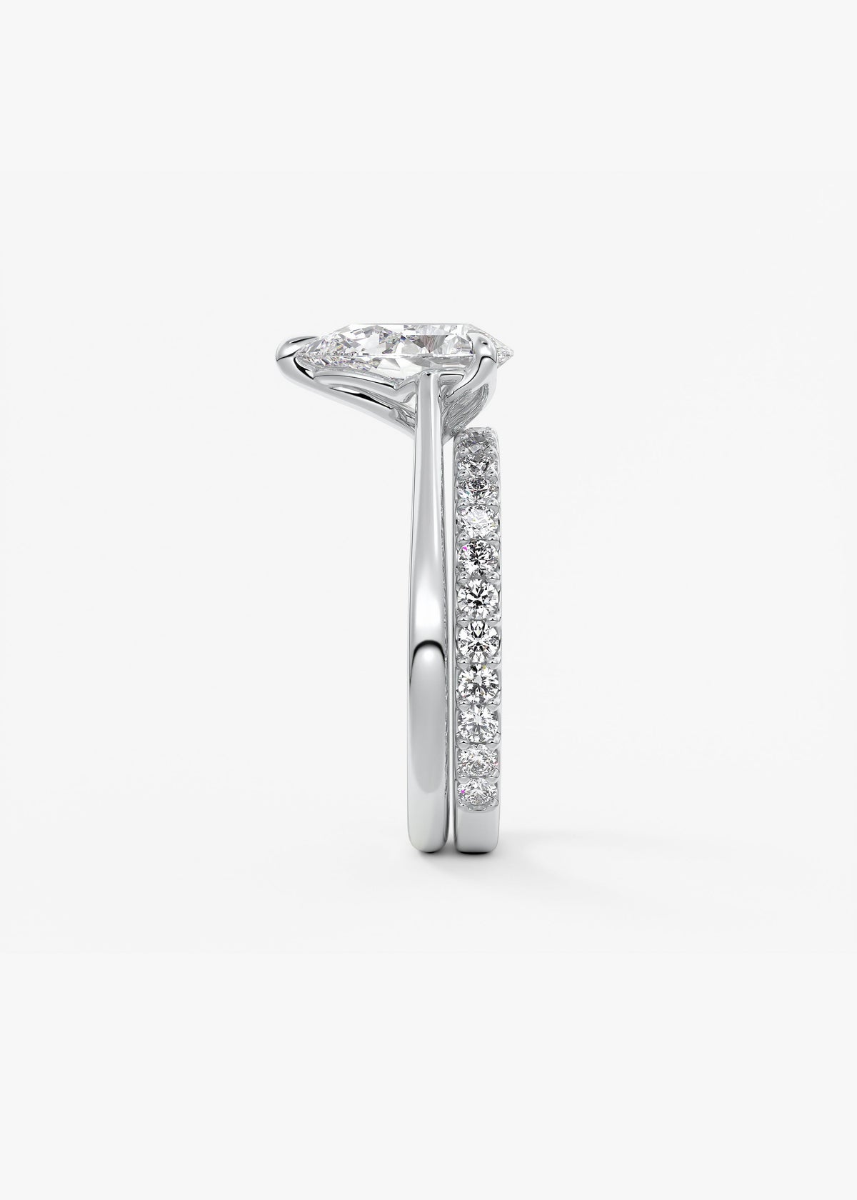 Pear Solitaire Cathedral Lab Grown Diamond Engagement Ring