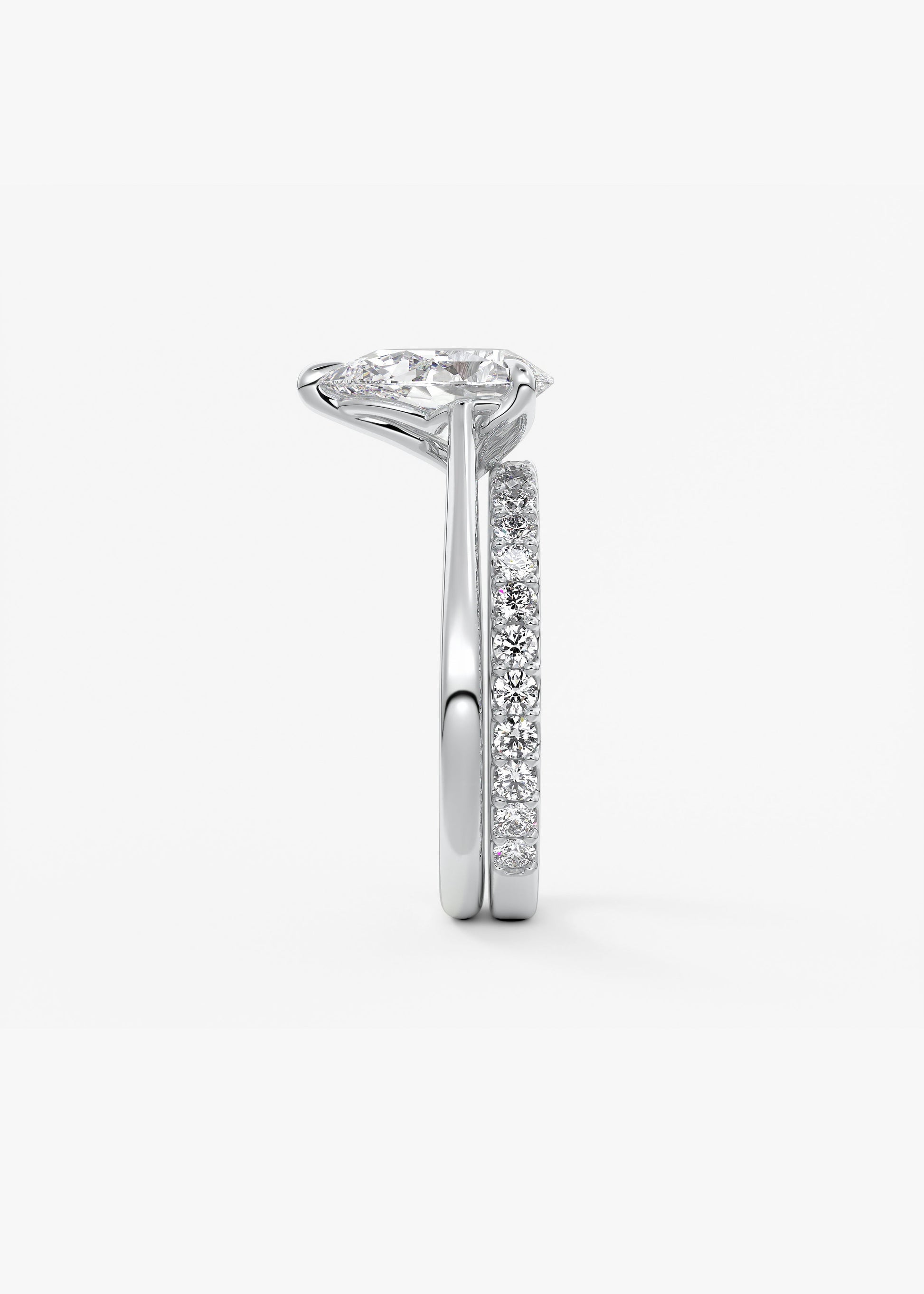 Pear Solitaire Cathedral Lab Grown Diamond Engagement Ring