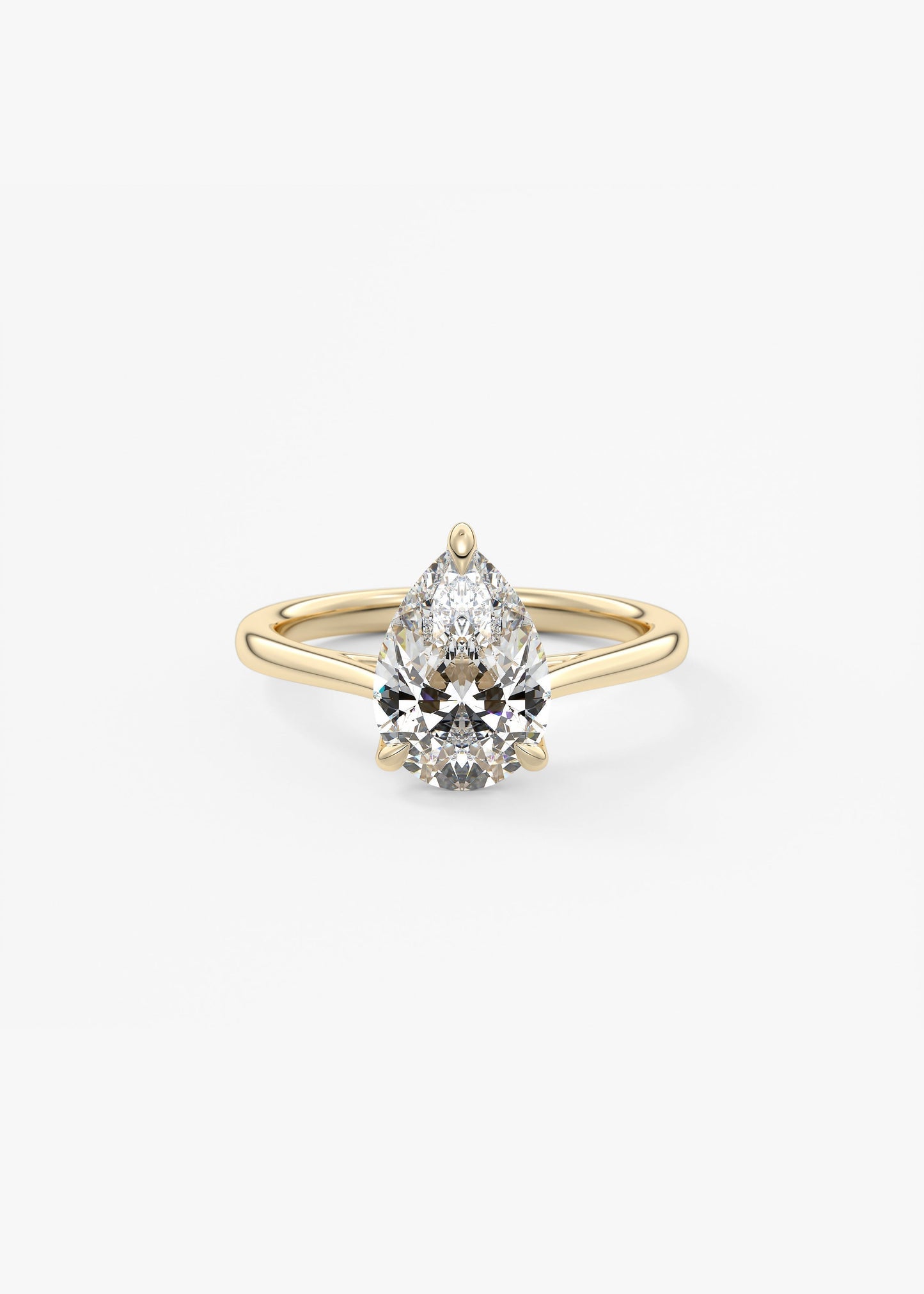 Pear Solitaire Cathedral Lab Grown Diamond Engagement Ring