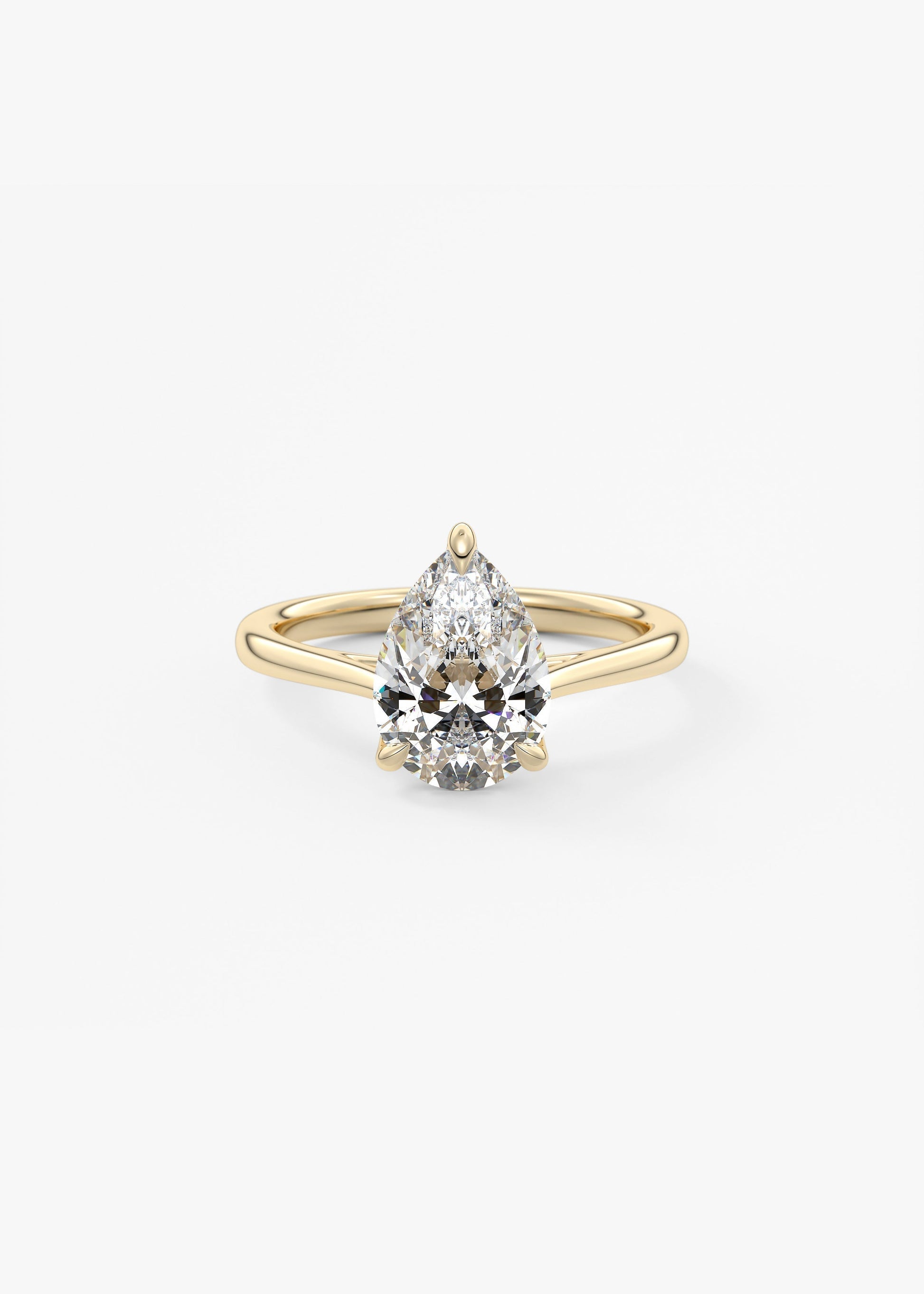 Pear Solitaire Cathedral Lab Grown Diamond Engagement Ring