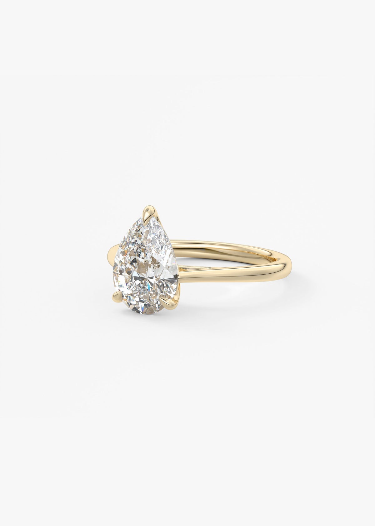 Pear Solitaire Cathedral Lab Grown Diamond Engagement Ring