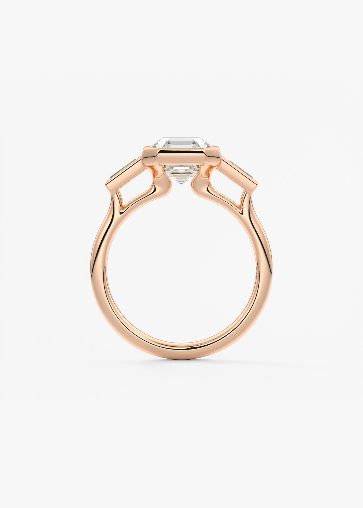 Asscher Three Stone Lab Grown Diamond Engagement Ring