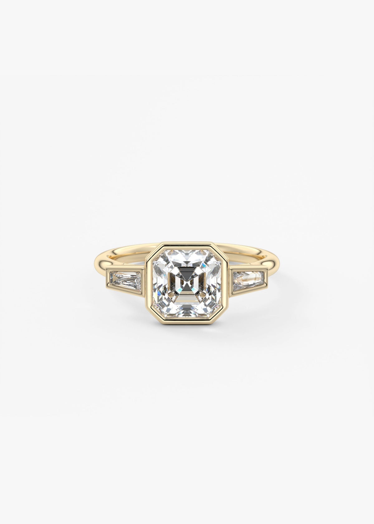 Asscher Three Stone Lab Grown Diamond Engagement Ring