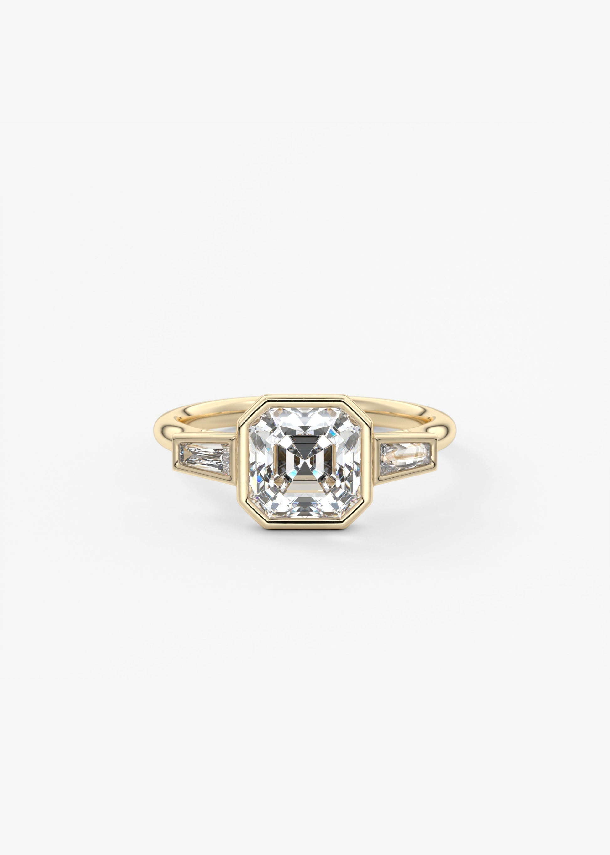 Asscher Three Stone Lab Grown Diamond Engagement Ring
