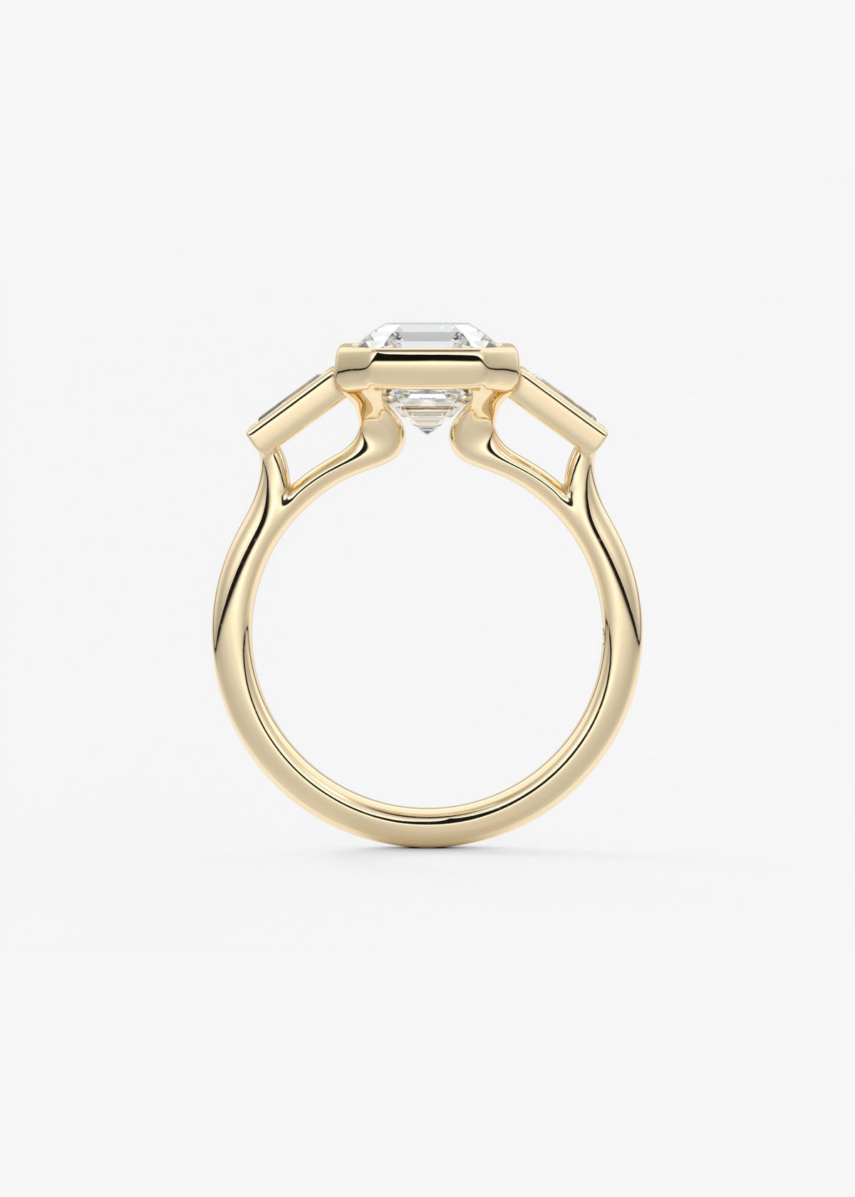 Asscher Three Stone Lab Grown Diamond Engagement Ring