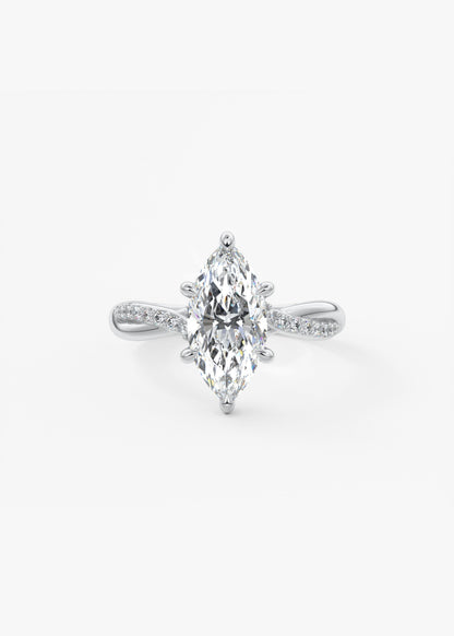 Marquise Twisted Pave Lab Grown Diamond Engagement Ring