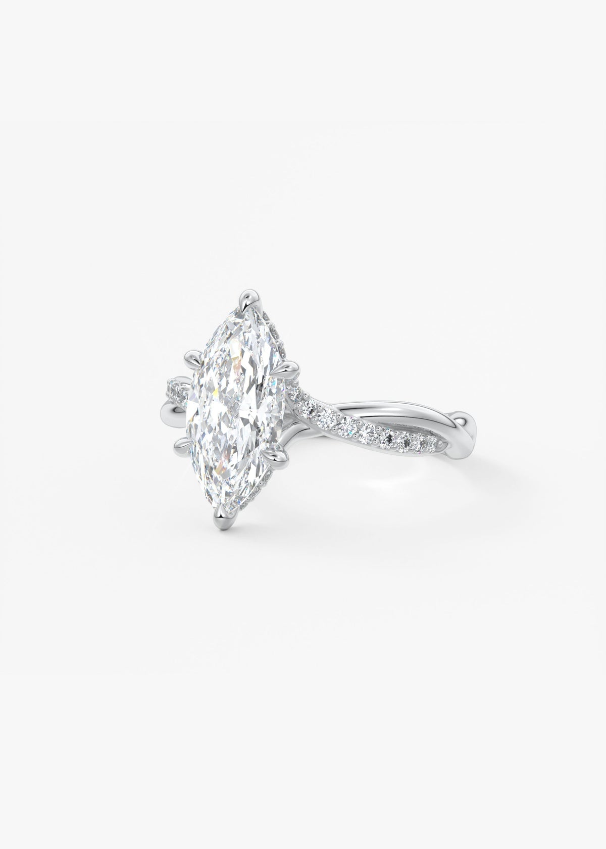 Marquise Twisted Pave Lab Grown Diamond Engagement Ring