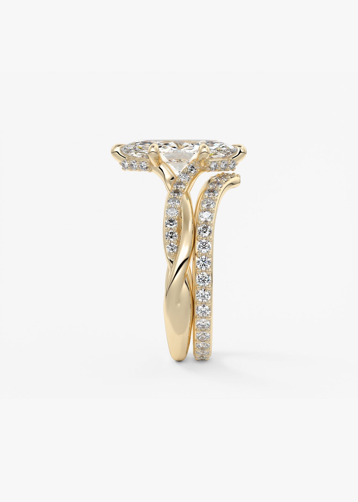 Marquise Twisted Pave Lab Grown Diamond Engagement Ring